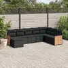 Image de vidaXL Salon de jardin 8 pcs avec coussins noir résine tressée