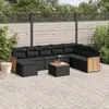 Image de vidaXL Salon de jardin 9 pcs avec coussins noir résine tressée