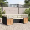Image de vidaXL Salon de jardin 6 pcs avec coussins noir résine tressée