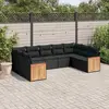Image de vidaXL Salon de jardin 9 pcs avec coussins noir résine tressée