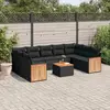 Image de vidaXL Salon de jardin 10 pcs avec coussins noir résine tressée