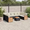 Image de vidaXL Salon de jardin 10 pcs avec coussins noir résine tressée