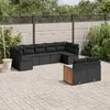 Image de vidaXL Salon de jardin 9 pcs avec coussins noir résine tressée