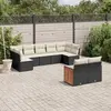 Image de vidaXL Salon de jardin 9 pcs avec coussins noir résine tressée