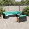 Image de vidaXL Salon de jardin 9 pcs avec coussins noir résine tressée