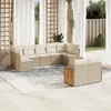 Image de vidaXL Salon de jardin avec coussins 9 pcs beige résine tressée