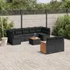 Image de vidaXL Salon de jardin 10 pcs avec coussins noir résine tressée