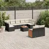 Image de vidaXL Salon de jardin 10 pcs avec coussins noir résine tressée
