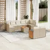 Image de vidaXL Salon de jardin avec coussins 10 pcs beige résine tressée