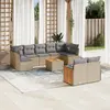 Image de vidaXL Salon de jardin avec coussins 10 pcs beige résine tressée