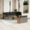 Image de vidaXL Salon de jardin avec coussins 10 pcs gris résine tressée