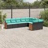 Image de vidaXL Salon de jardin 9 pcs avec coussins noir résine tressée