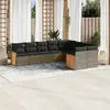 Image de vidaXL Salon de jardin 9 pcs avec coussins gris résine tressée