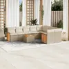 Image de vidaXL Salon de jardin avec coussins 10 pcs beige résine tressée