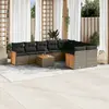 Image de vidaXL Salon de jardin avec coussins 10 pcs gris résine tressée
