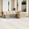 Image de vidaXL Salon de jardin avec coussins 10 pcs beige résine tressée