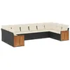 Image de vidaXL Salon de jardin 11 pcs avec coussins noir résine tressée