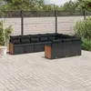 Image de vidaXL Salon de jardin 10 pcs avec coussins noir résine tressée
