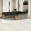 Image de vidaXL Salon de jardin avec coussins 10 pcs gris résine tressée