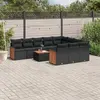 Image de vidaXL Salon de jardin 11 pcs avec coussins noir résine tressée