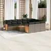 Image de vidaXL Salon de jardin 11 pcs avec coussins gris résine tressée