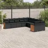 Image de vidaXL Salon de jardin 10 pcs avec coussins noir résine tressée