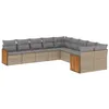 Image de vidaXL Salon de jardin avec coussins 10 pcs beige résine tressée
