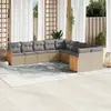 Image de vidaXL Salon de jardin avec coussins 10 pcs beige résine tressée