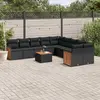 Image de vidaXL Salon de jardin 11 pcs avec coussins noir résine tressée