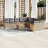 Image de vidaXL Salon de jardin 11 pcs avec coussins beige résine tressée