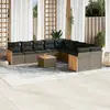Image de vidaXL Salon de jardin 11 pcs avec coussins gris résine tressée
