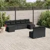 Image de vidaXL Salon de jardin 9 pcs avec coussins noir résine tressée