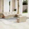 Image de vidaXL Salon de jardin avec coussins 9 pcs beige résine tressée