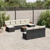 Image de vidaXL Salon de jardin 11 pcs avec coussins noir résine tressée