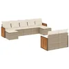 Image de vidaXL Salon de jardin avec coussins 9 pcs beige résine tressée