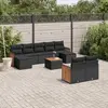 Image de vidaXL Salon de jardin 10 pcs avec coussins noir résine tressée