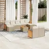 Image de vidaXL Salon de jardin avec coussins 10 pcs beige résine tressée
