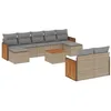 Image de vidaXL Salon de jardin avec coussins 10 pcs beige résine tressée