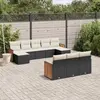 Image de vidaXL Salon de jardin 10 pcs avec coussins noir résine tressée