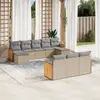 Image de vidaXL Salon de jardin avec coussins 10 pcs beige résine tressée