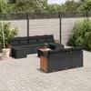 Image de vidaXL Salon de jardin 11 pcs avec coussins noir résine tressée