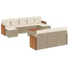 Image de vidaXL Salon de jardin 11 pcs avec coussins beige résine tressée