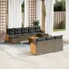 Image de vidaXL Salon de jardin 11 pcs avec coussins gris résine tressée