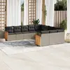 Image de vidaXL Salon de jardin 11 pcs avec coussins gris résine tressée