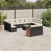 Image de vidaXL Salon de jardin avec coussins 13 pcs noir résine tressée