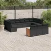 Image de vidaXL Salon de jardin avec coussins 13 pcs noir résine tressée