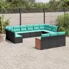 Image de vidaXL Salon de jardin avec coussins 13 pcs noir résine tressée