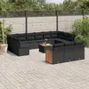 Image de vidaXL Salon de jardin avec coussins 14 pcs noir résine tressée