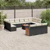 Image de vidaXL Salon de jardin avec coussins 14 pcs noir résine tressée