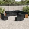 Image de vidaXL Salon de jardin avec coussins 13 pcs noir résine tressée